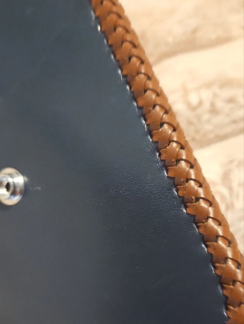 Pelli Couture Navy Leather Phone Crossbody Bag Handcrafted Adjustable Strap